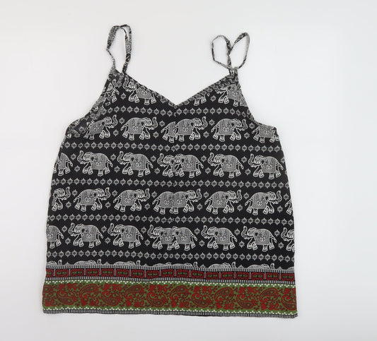 Boohoo Womens Multicoloured Geometric Polyester Basic Tank Size 12 V-Neck