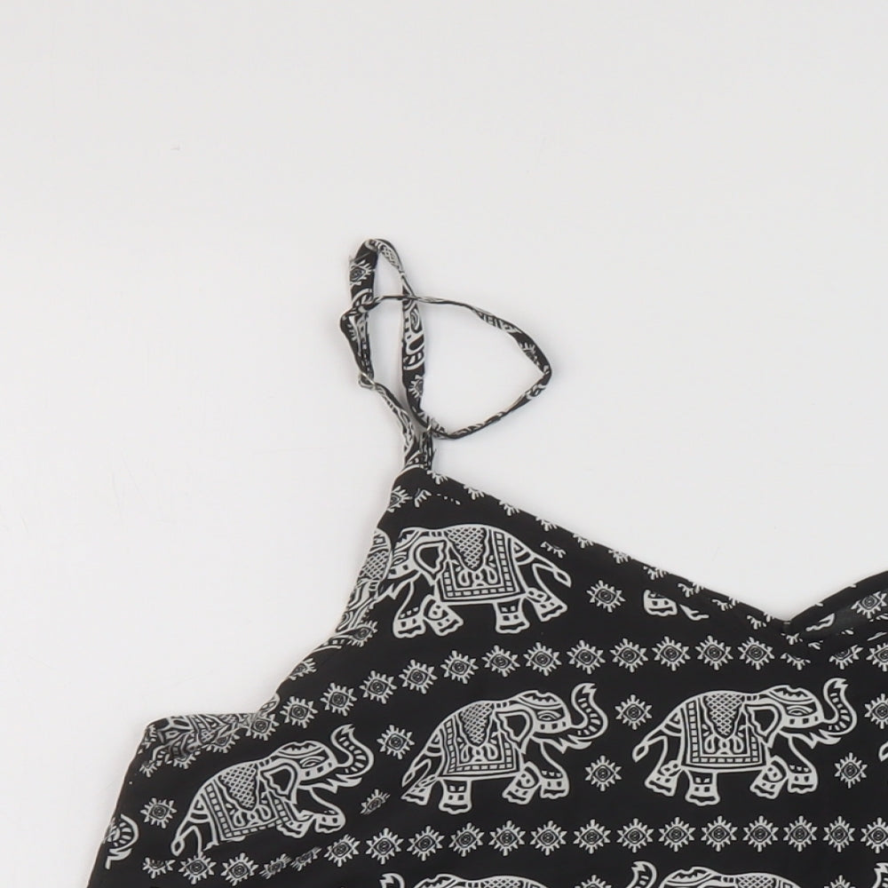 Boohoo Womens Multicoloured Geometric Polyester Basic Tank Size 12 V-Neck