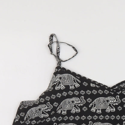 Boohoo Womens Multicoloured Geometric Polyester Basic Tank Size 12 V-Neck