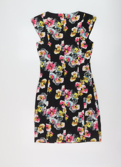 Apricot Womens Beige Floral Cotton Sheath Size S Round Neck Zip