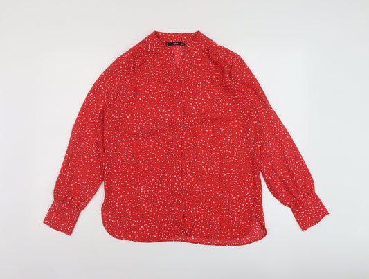 Womens UK Size XS Mango Red Basic Blouse