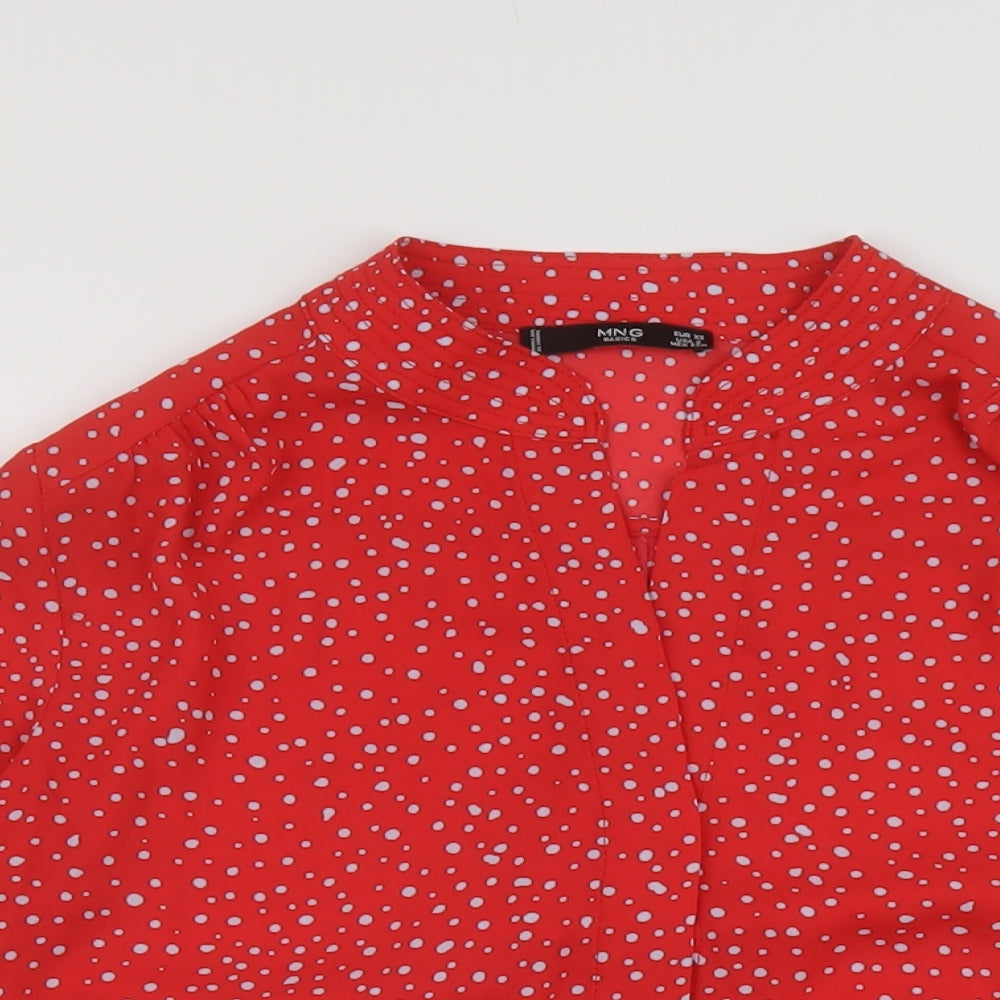 Womens UK Size XS Mango Red Basic Blouse