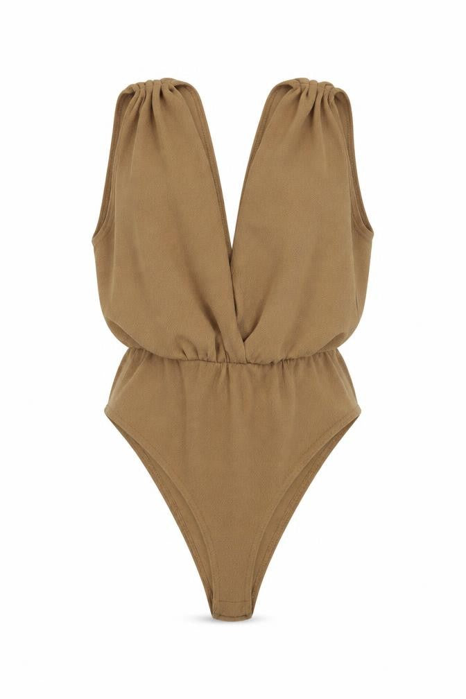 Womens UK Size 8 Boohoo One-Piece Brown Bodysuit
