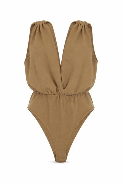 Womens UK Size 8 Boohoo One-Piece Brown Bodysuit