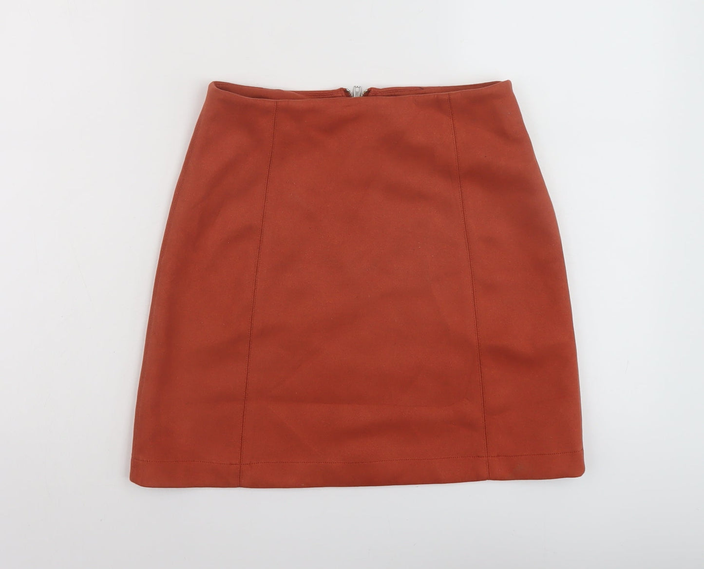 New Look Womens Red Polyester Mini Skirt Size 6 Zip