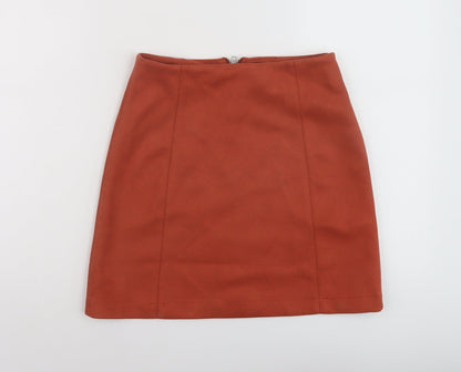 New Look Womens Red Polyester Mini Skirt Size 6 Zip