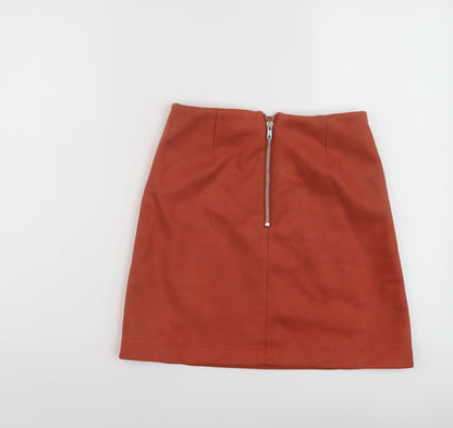 New Look Womens Red Polyester Mini Skirt Size 6 Zip