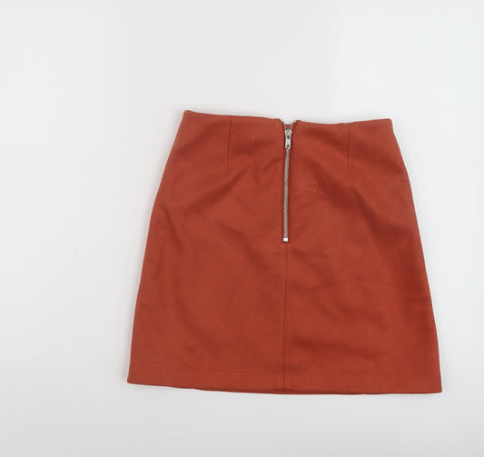 New Look Womens Red Polyester Mini Skirt Size 6 Zip