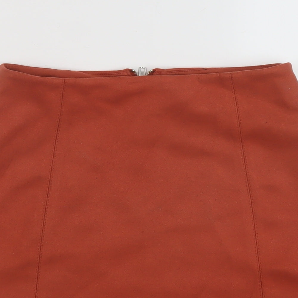 New Look Womens Red Polyester Mini Skirt Size 6 Zip