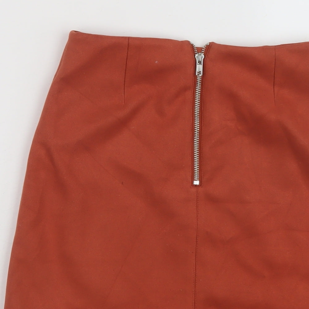 New Look Womens Red Polyester Mini Skirt Size 6 Zip