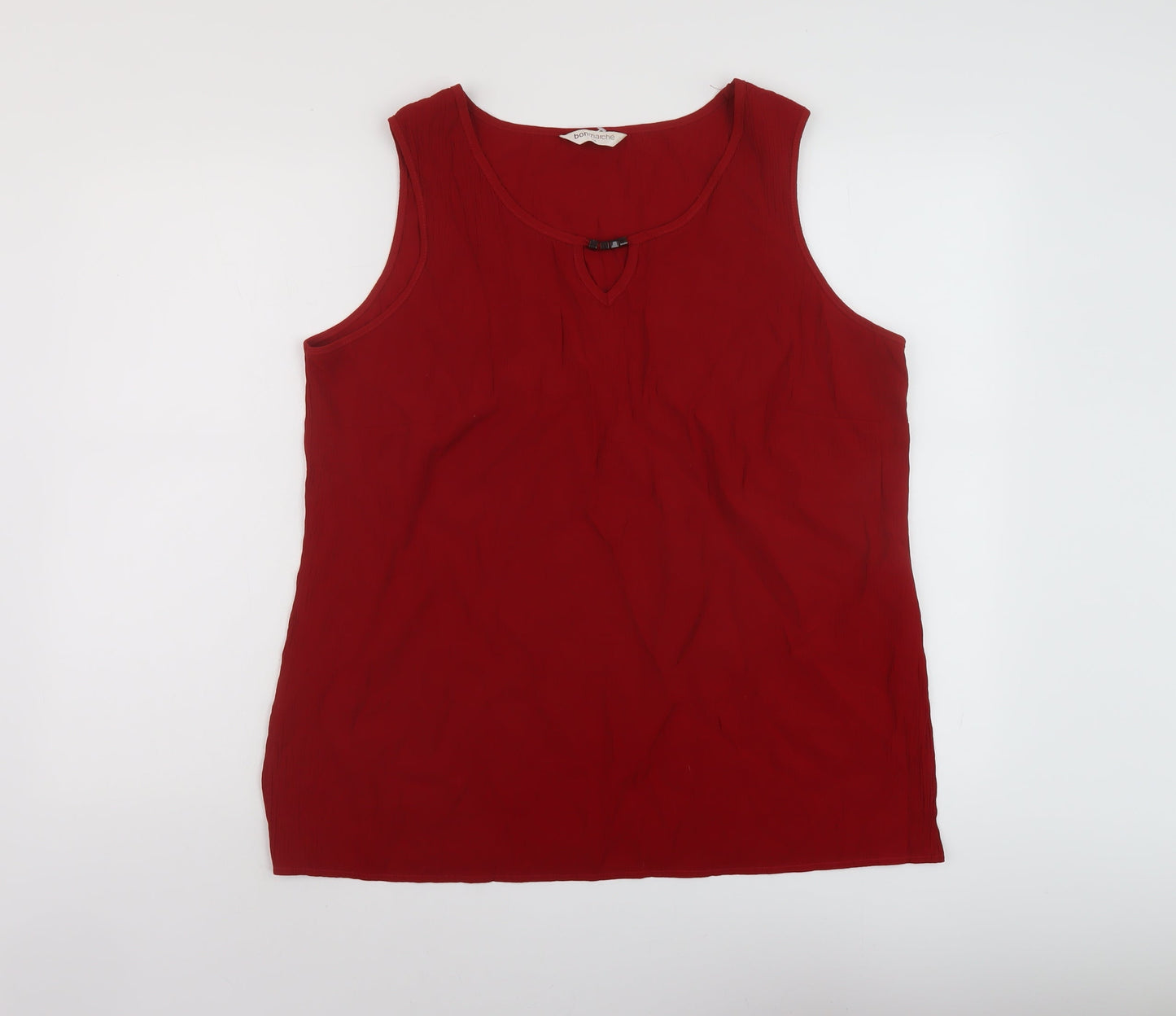Bonmarché Womens Red Viscose Basic Tank Size 16 Round Neck