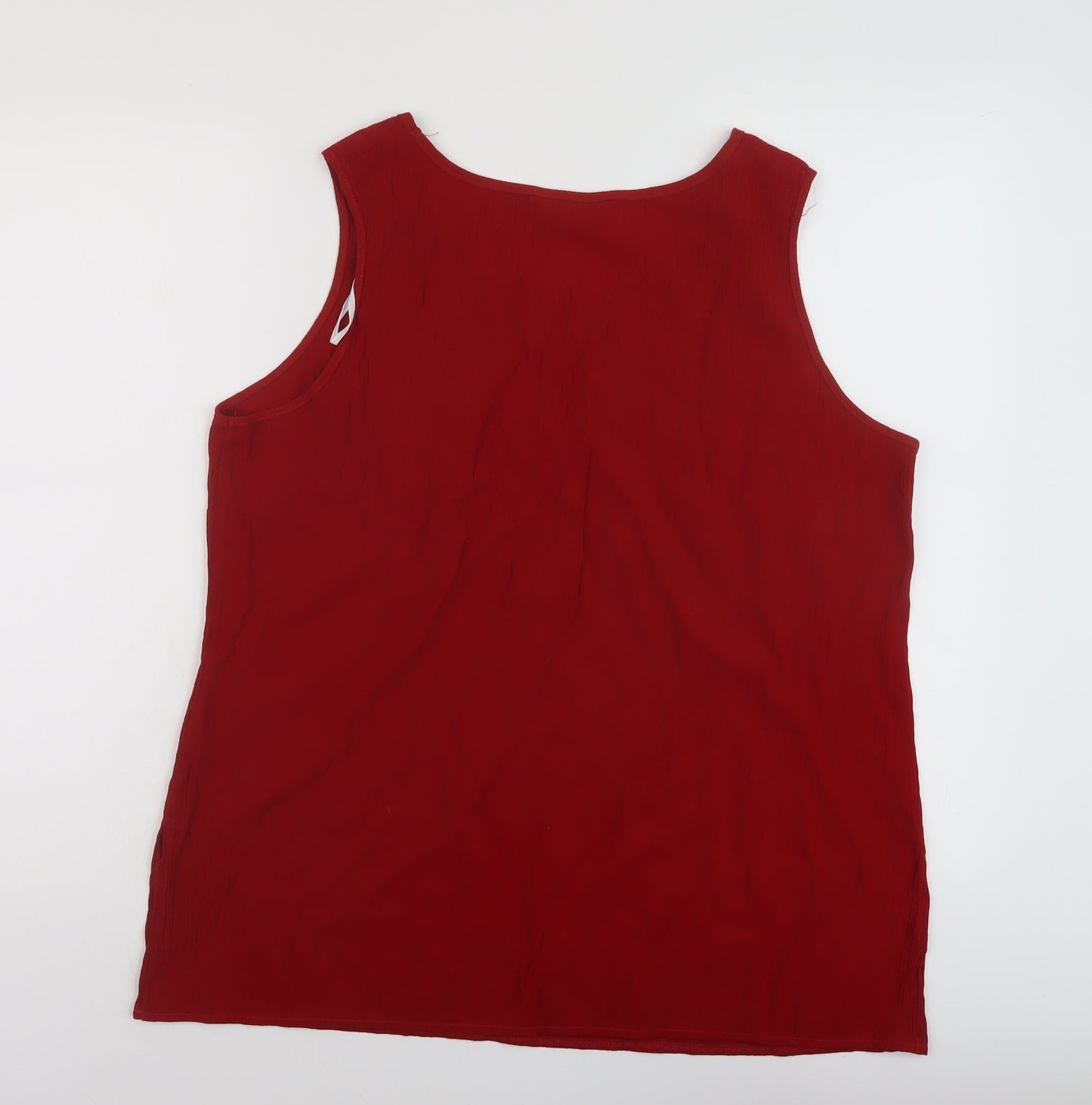 Bonmarché Womens Red Viscose Basic Tank Size 16 Round Neck