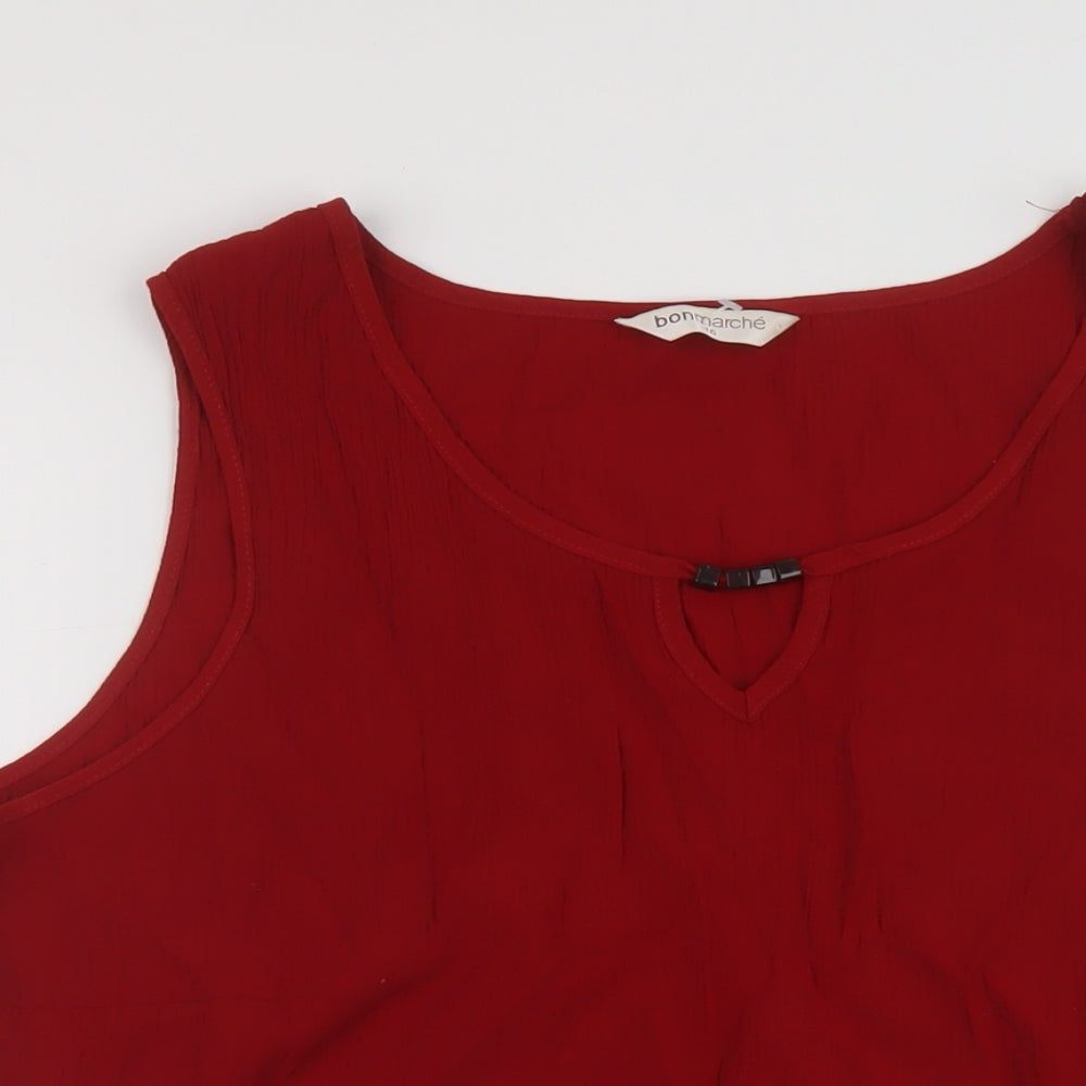 Bonmarché Womens Red Viscose Basic Tank Size 16 Round Neck