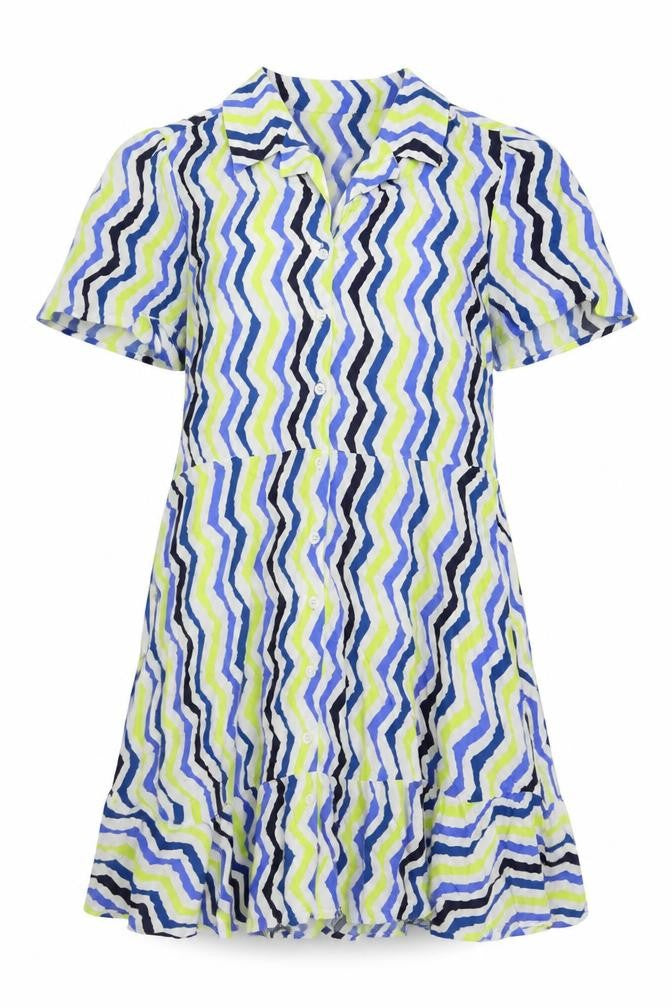 Marks and Spencer Womens Multicoloured Geometric Viscose A-Line Size 18 Collared Button