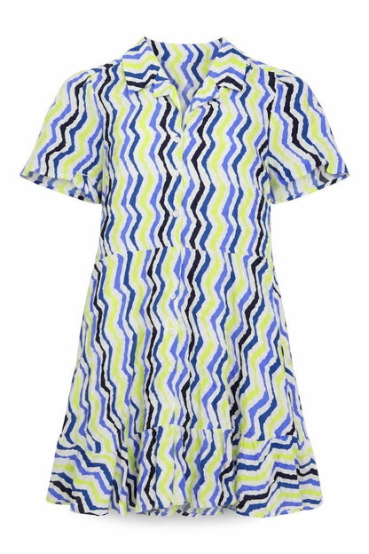 Marks and Spencer Womens Multicoloured Geometric Viscose A-Line Size 18 Collared Button