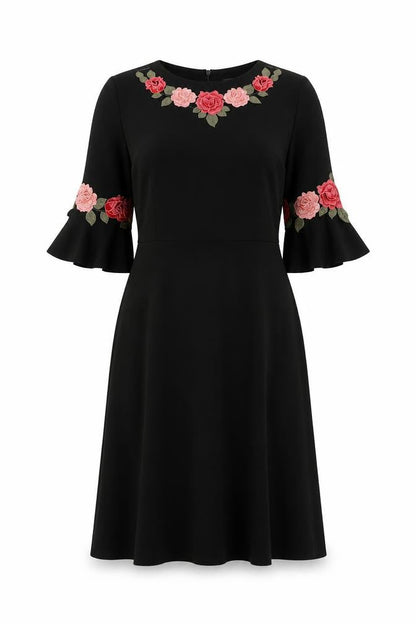 Oasis Womens Black Polyester A-Line Size 8 Round Neck Zip