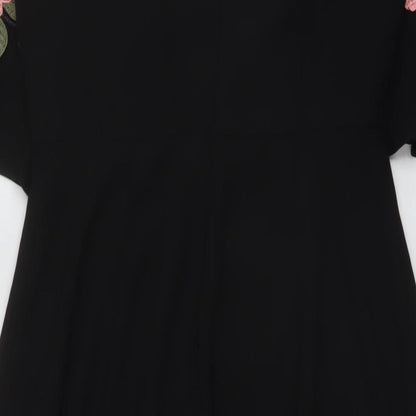 Oasis Womens Black Polyester A-Line Size 8 Round Neck Zip
