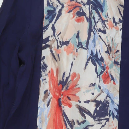 Brantree Womens Blue Floral Lyocell A-Line Size M Round Neck Zip