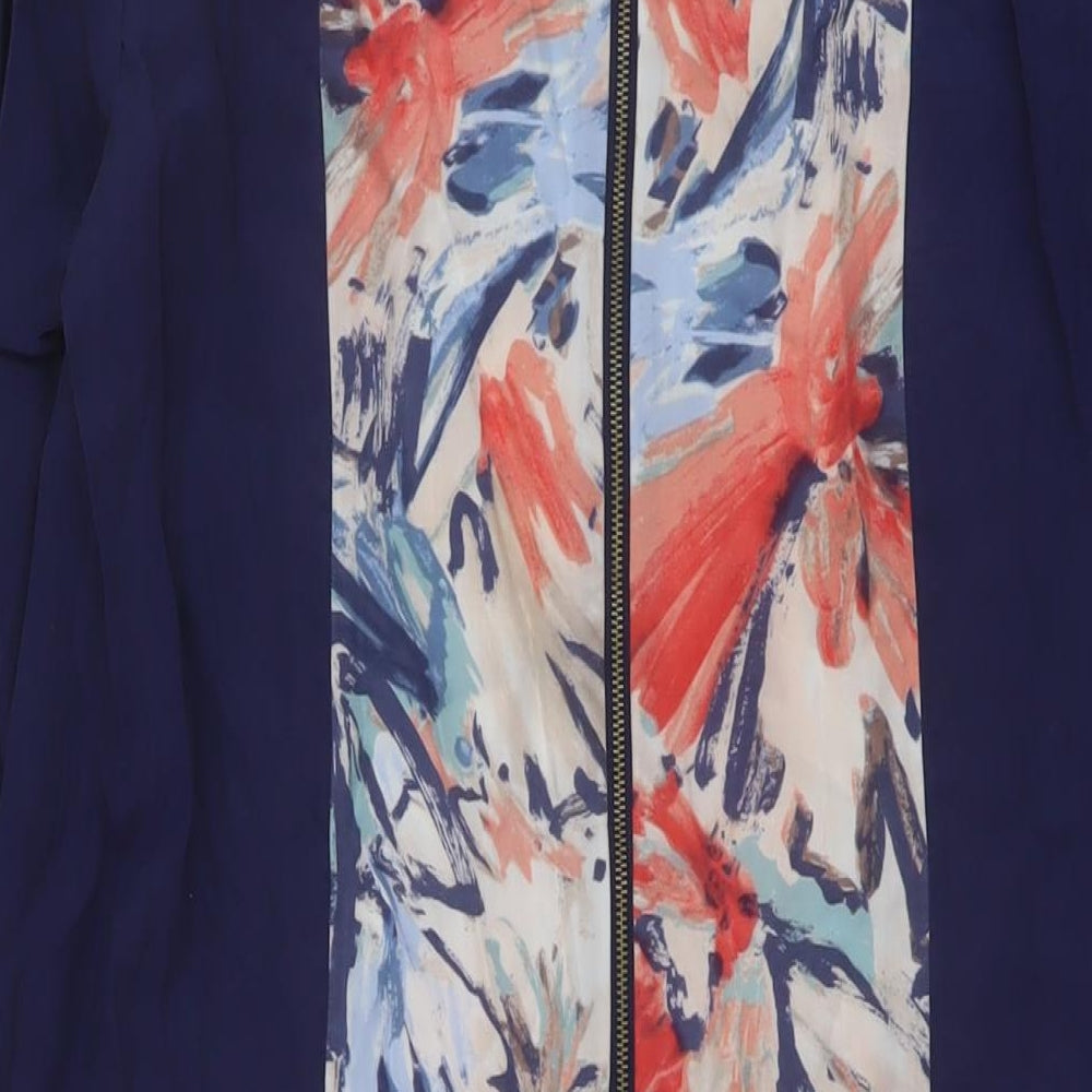 Brantree Womens Blue Floral Lyocell A-Line Size M Round Neck Zip