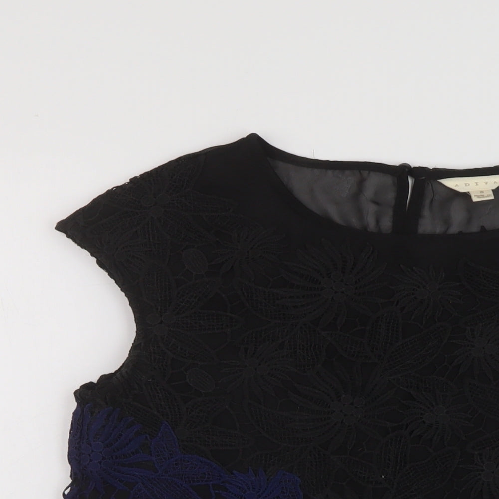 Womens UK Size S Adiva Black Basic T-Shirt