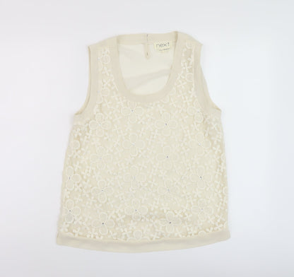 Nexty Womens Ivory Floral Polyester Basic Tank Size 10 Round Neck