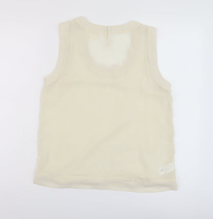 Nexty Womens Ivory Floral Polyester Basic Tank Size 10 Round Neck