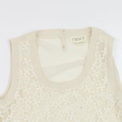 Nexty Womens Ivory Floral Polyester Basic Tank Size 10 Round Neck