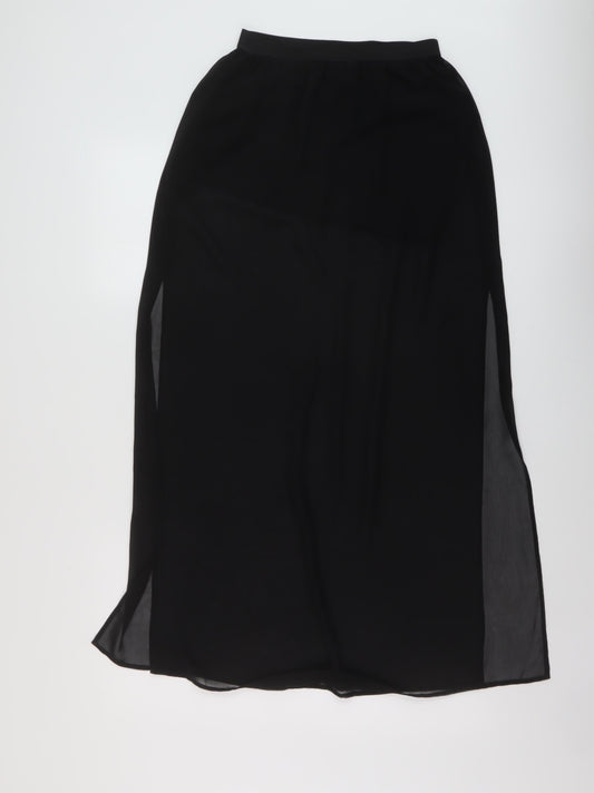 H&M Womens Black Polyester A-Line Skirt Size 8