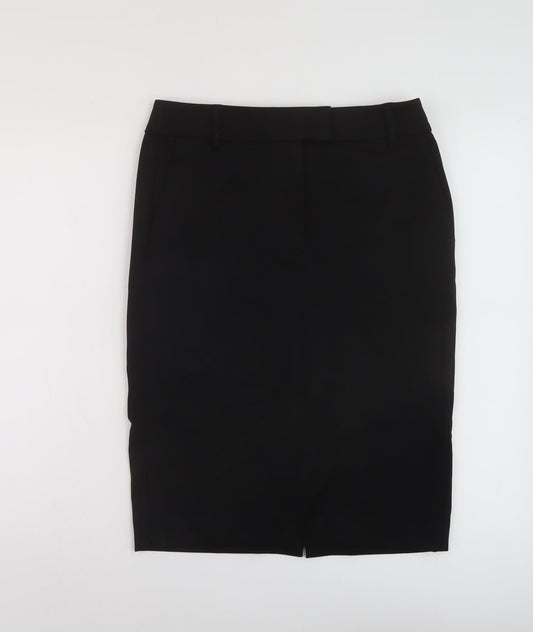 Marks and Spencer Womens Black Polyester Straight & Pencil Skirt Size 10 Zip