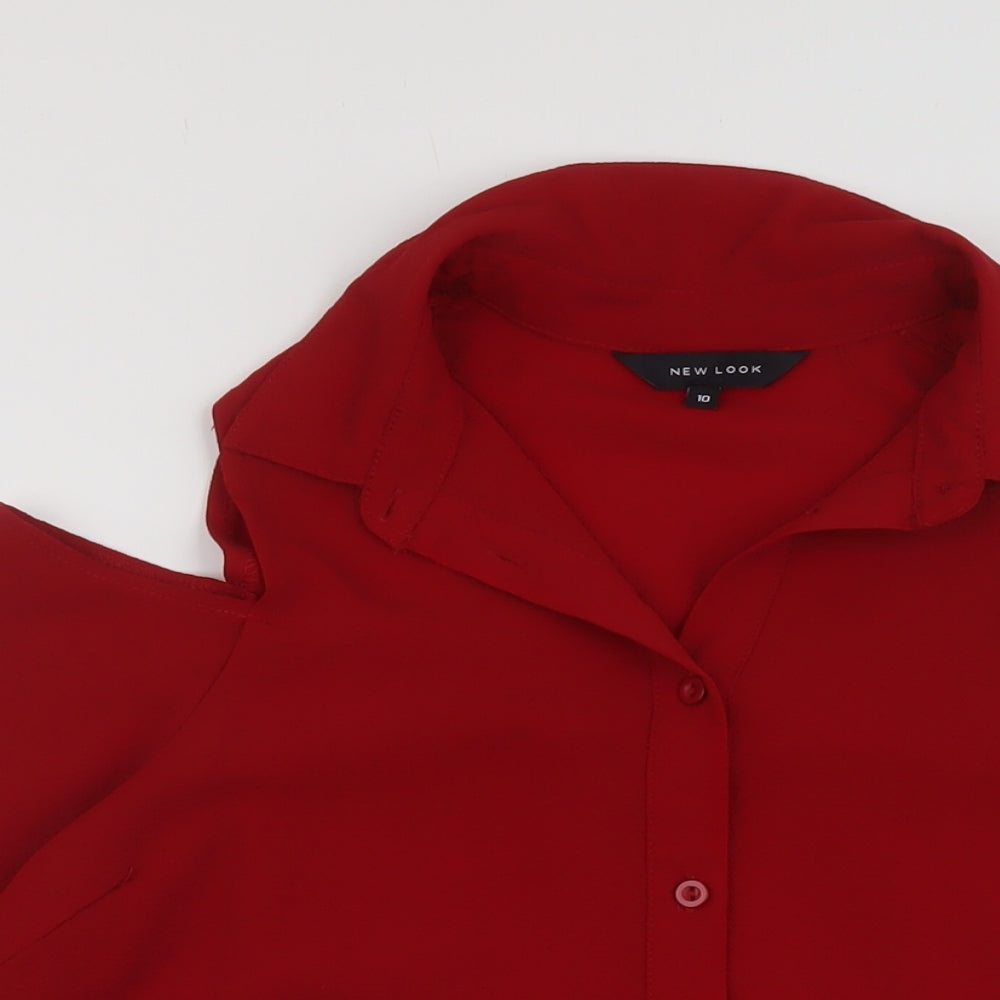 Womens UK Size 10 New Look Red Basic Blouse