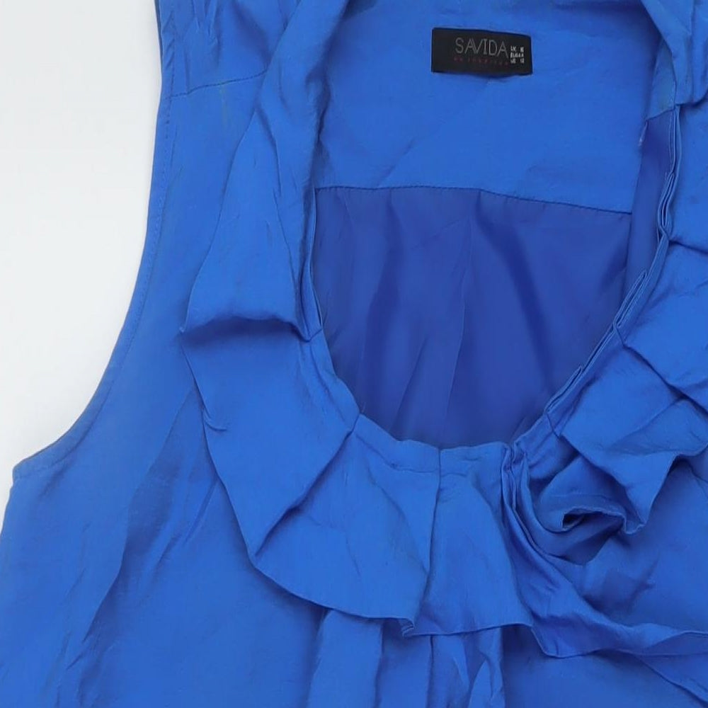 Savida Womens Blue Viscose A-Line Size 16 Scoop Neck Pullover