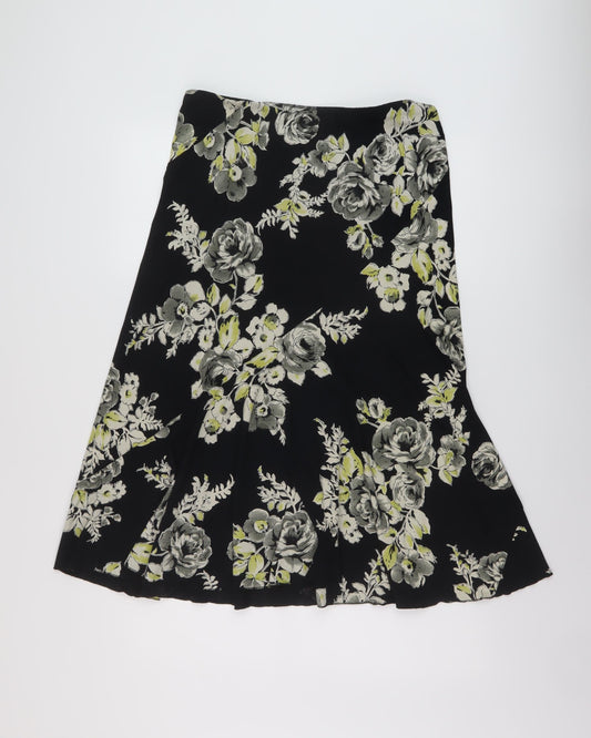 Marks and Spencer Womens Beige Floral Viscose A-Line Skirt Size 12