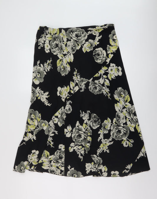 Marks and Spencer Womens Beige Floral Viscose A-Line Skirt Size 12