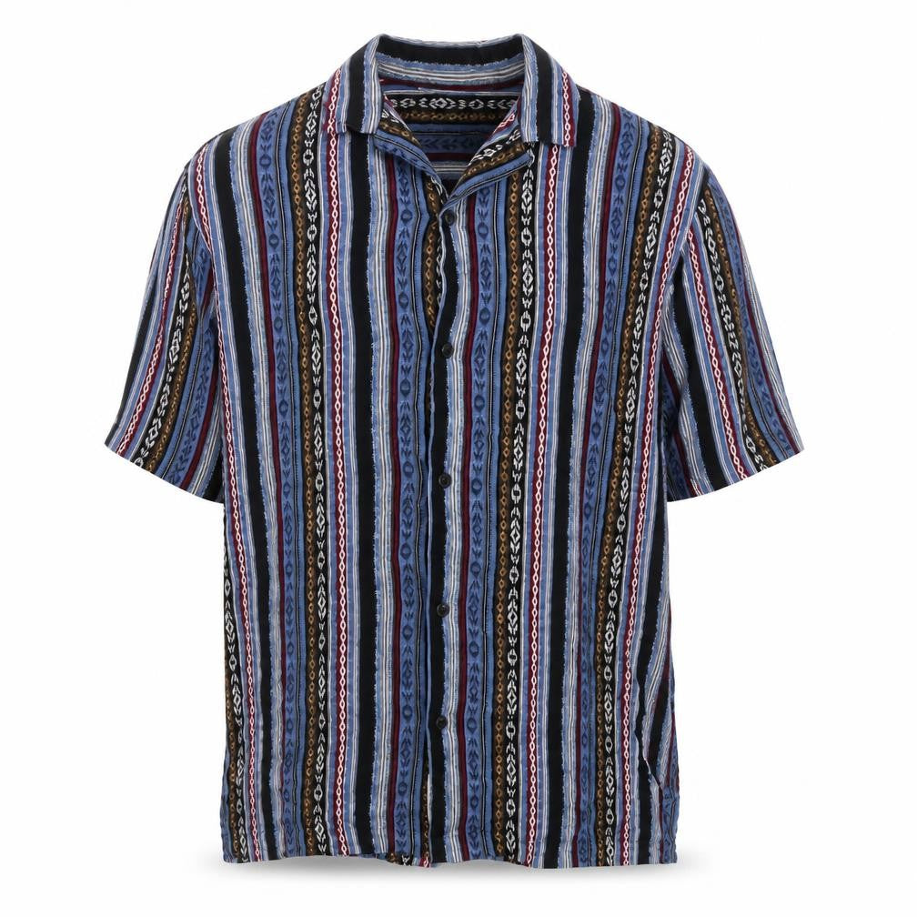 River Island Mens Multicoloured Striped Viscose Button-Up Size M Collared Button