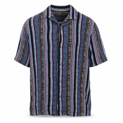 River Island Mens Multicoloured Striped Viscose Button-Up Size M Collared Button