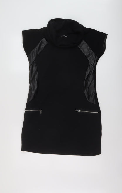 Quiz Womens Black Polyester Mini Size 10 Roll Neck Pullover