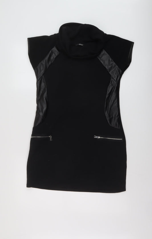 Quiz Womens Black Polyester Mini Size 10 Roll Neck Pullover