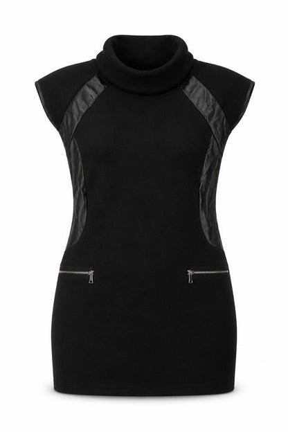 Quiz Womens Black Polyester Mini Size 10 Roll Neck Pullover