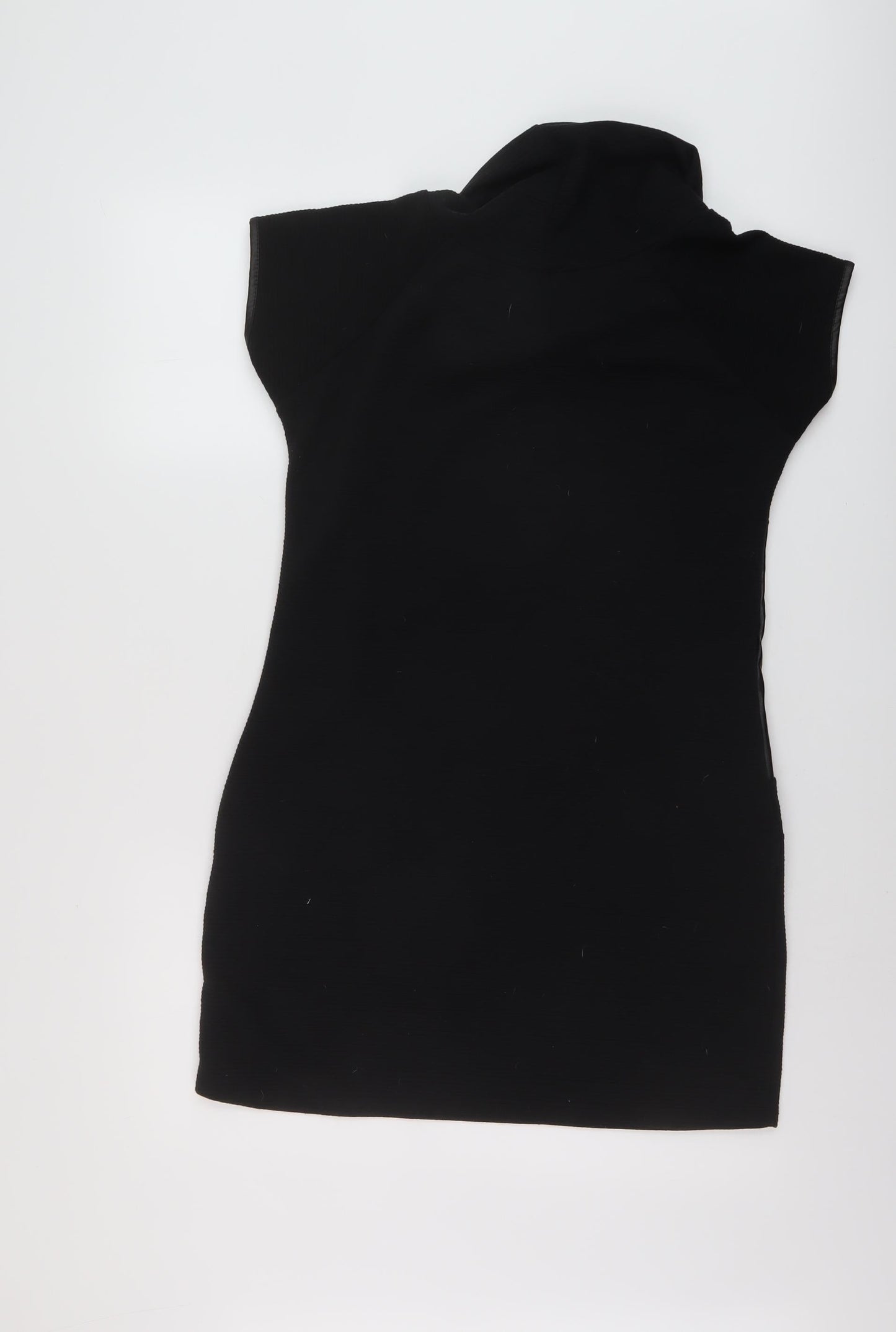 Quiz Womens Black Polyester Mini Size 10 Roll Neck Pullover
