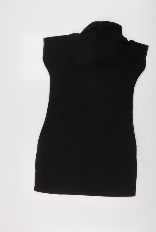 Quiz Womens Black Polyester Mini Size 10 Roll Neck Pullover