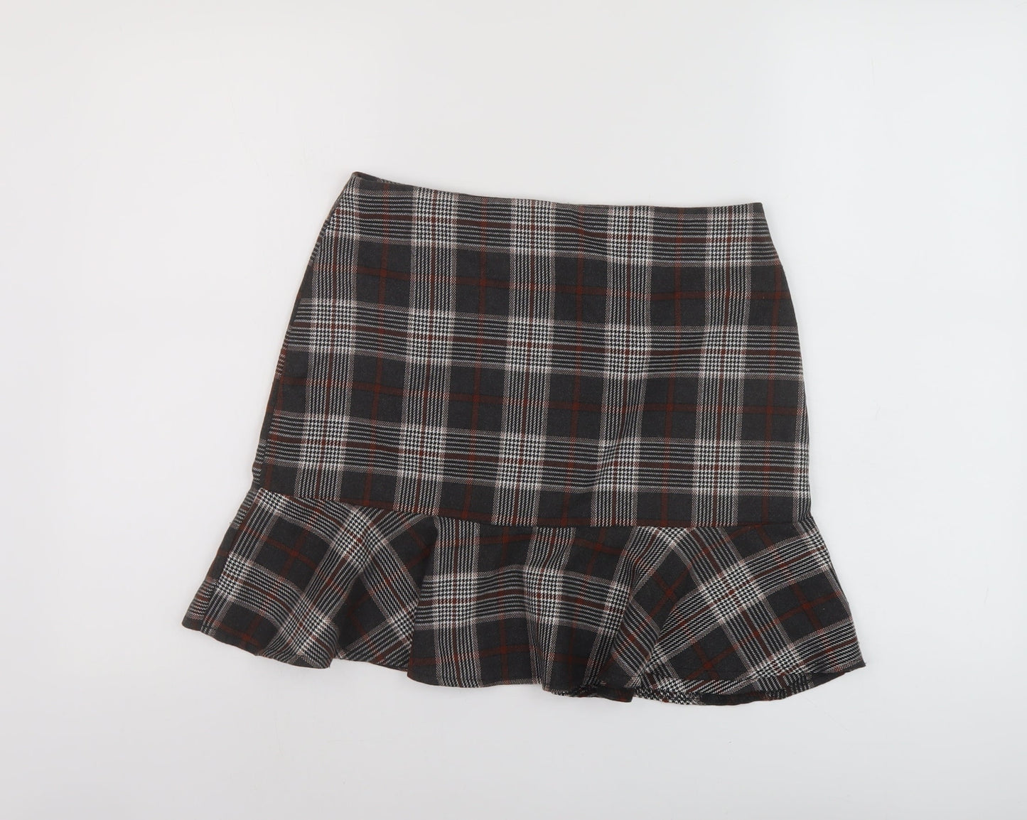 PARISIAN SIGNATURE Womens Grey Plaid Polyester A-Line Skirt Size 10 Zip