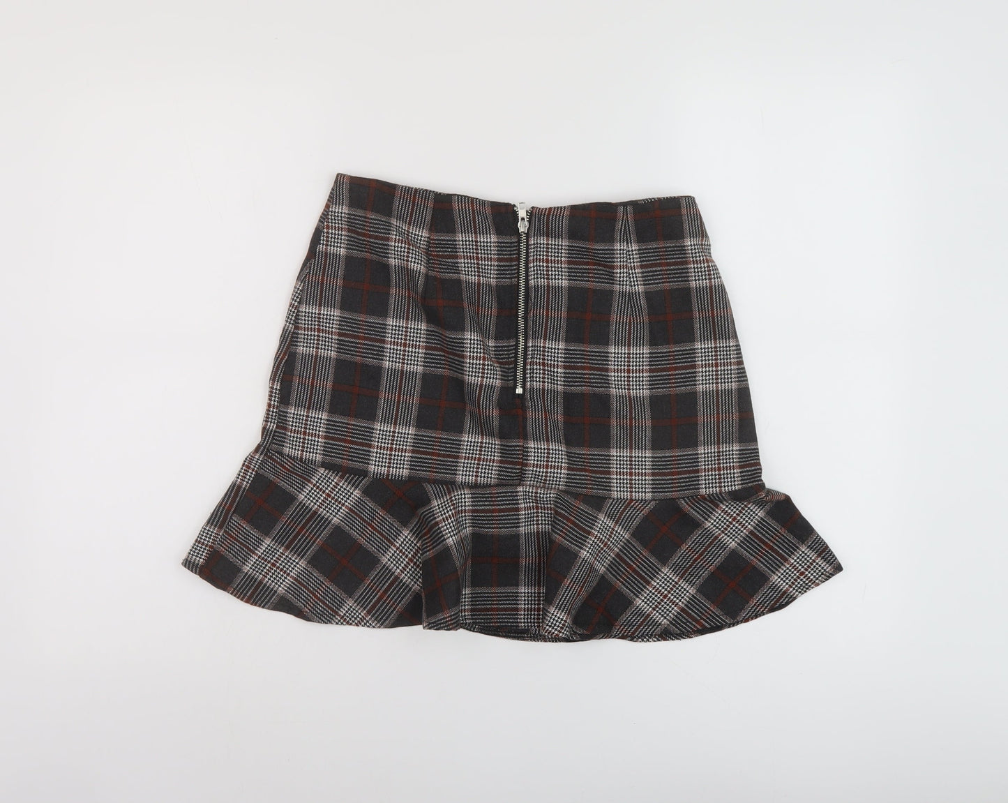 PARISIAN SIGNATURE Womens Grey Plaid Polyester A-Line Skirt Size 10 Zip