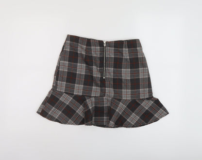 PARISIAN SIGNATURE Womens Grey Plaid Polyester A-Line Skirt Size 10 Zip