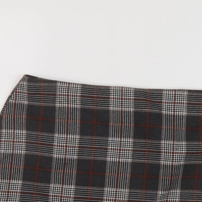 PARISIAN SIGNATURE Womens Grey Plaid Polyester A-Line Skirt Size 10 Zip