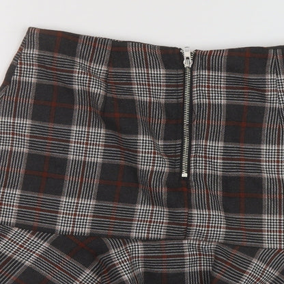 PARISIAN SIGNATURE Womens Grey Plaid Polyester A-Line Skirt Size 10 Zip