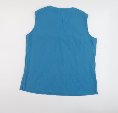 Bonmarché Womens Blue Polyester Basic Tank Size 16 V-Neck