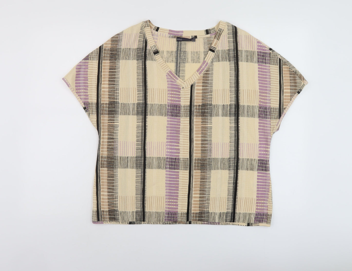 Womens UK Size 12 Marks and Spencer Beige Basic T-Shirt