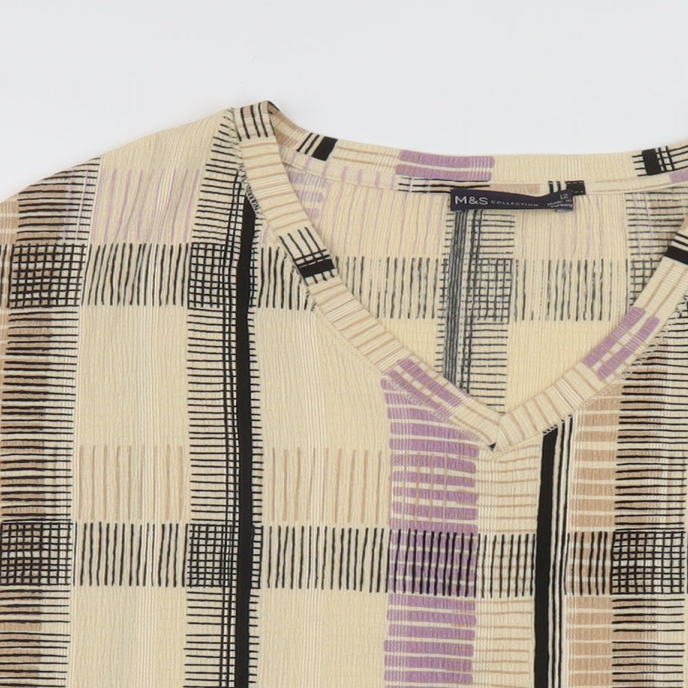 Womens UK Size 12 Marks and Spencer Beige Basic T-Shirt
