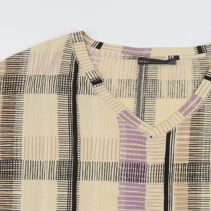 Womens UK Size 12 Marks and Spencer Beige Basic T-Shirt