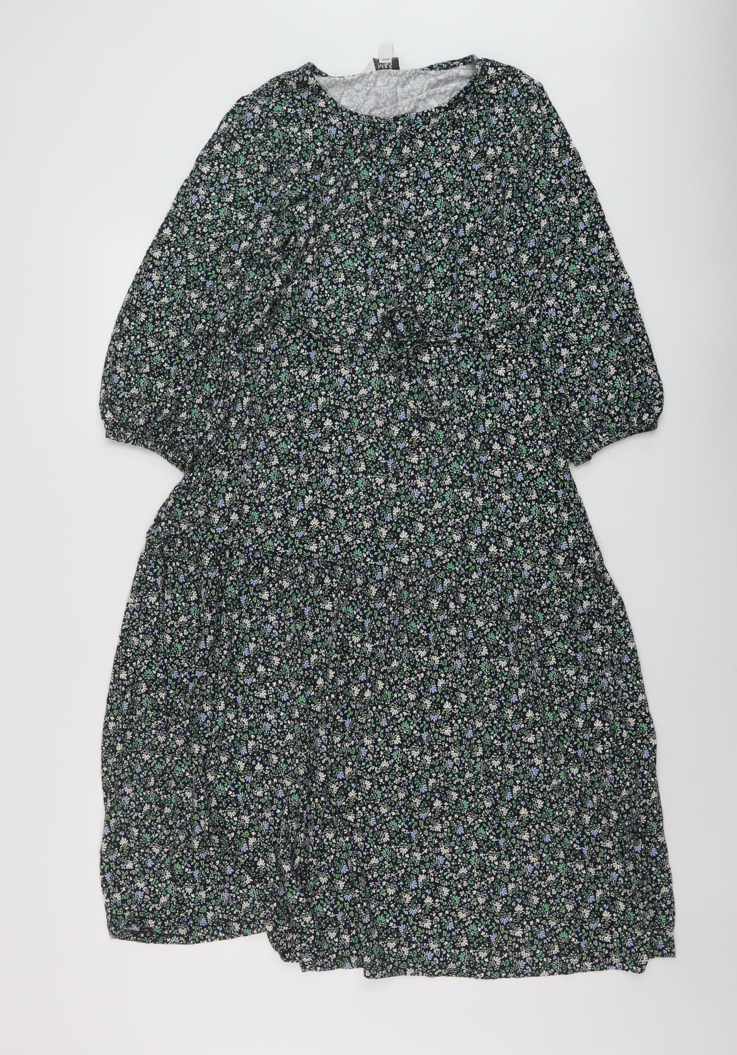 Marks and Spencer Womens Multicoloured Floral Viscose A-Line Size 12 Round Neck Pullover